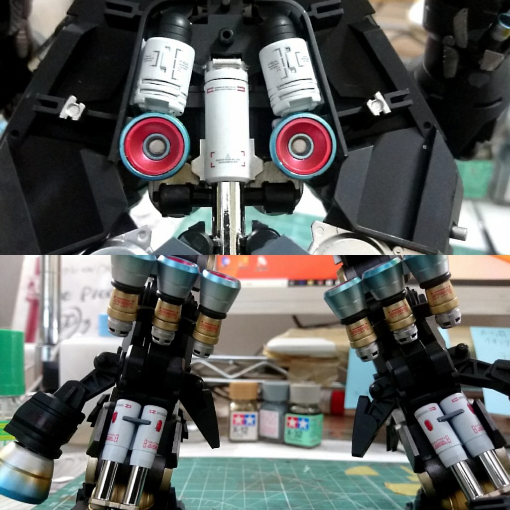 腰下周り……シリンダー部にミラーフィニッシュ貼付、汎用デカール貼付