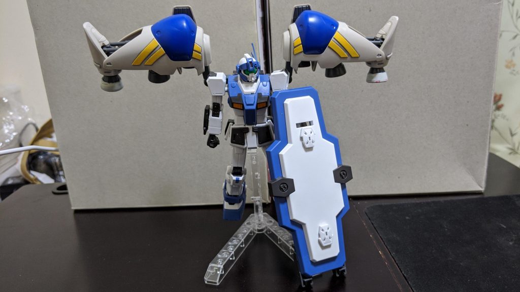 フレキシブルスラスターバインダーを装備した事で地上でのホバー走行ができるようになりました。機動力の強化によりザクⅡスナイパータイプやレイヴンガンダムとの連携がしやすくなり、動けるタンク職に。