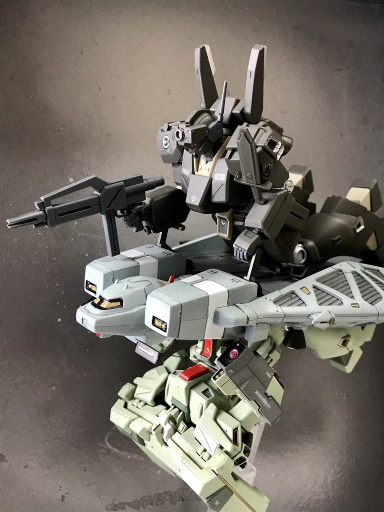 ガンダムUC ep.7 にて、メガラニカに出撃するシーンのイメージです。EWAC ジェガンと89式ベースジャバーに相乗りして。(劇中では94式ですが)ちなみにこのベースジャバーは → https://gumpla.jp/hg/384995EWACジェガンは → https://gumpla.jp/hg/387398