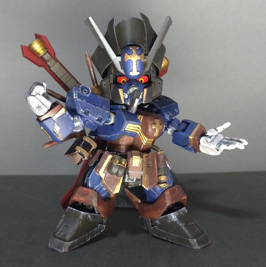 *「俺はただ、自分の夢に忠実な頑張り屋さんだったってだけなのによォ！」*

ダクト内に歯を設けてあくどい笑い顔に見えるようにしました。悪役顔はビームガン色補填用に付属したシールがそのまま悪役ガンダムの瞳っぽかったので使用しました。なかなかにそれっぽい。