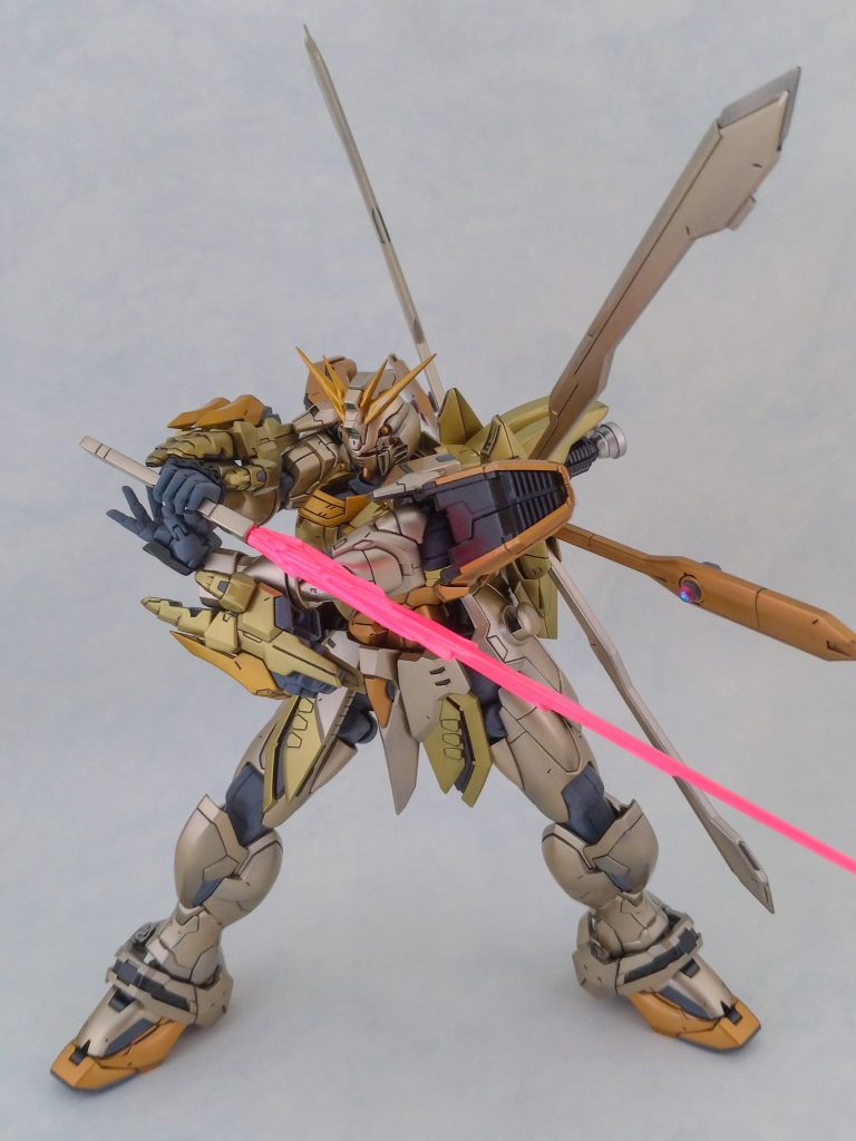 日輪エフェクトの取付穴がぽっかり空いてしまっているので、エフェクト取付ピン両側にハイキューパーツ・VCドーム4mmを接着しています。ドームの凸が気になるならエフェクト取付ピンを数mmカットしていいかも。