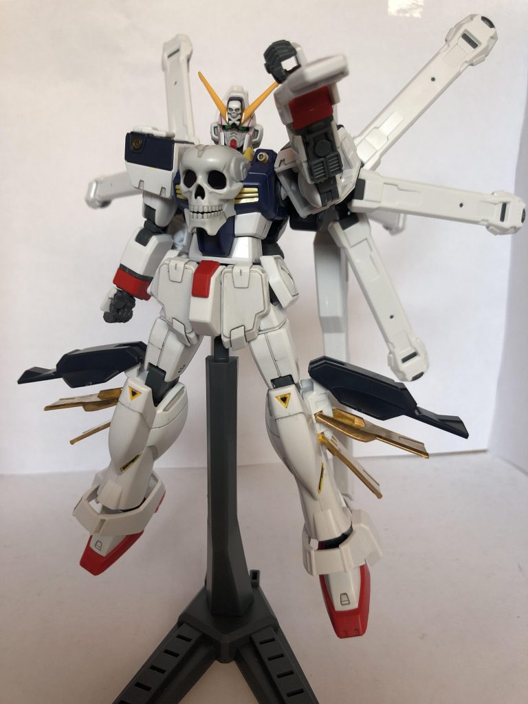 フロントビュー。頭部から役割を変更した大型の放熱フィン(一応頭部でも行います)。また腕部にはIフィールドハンドとブランドマーカーをあわせたIフィールドブランドマーカー。胸部には大型の頭蓋骨があり、口内には内蔵式のキャノン砲があります。