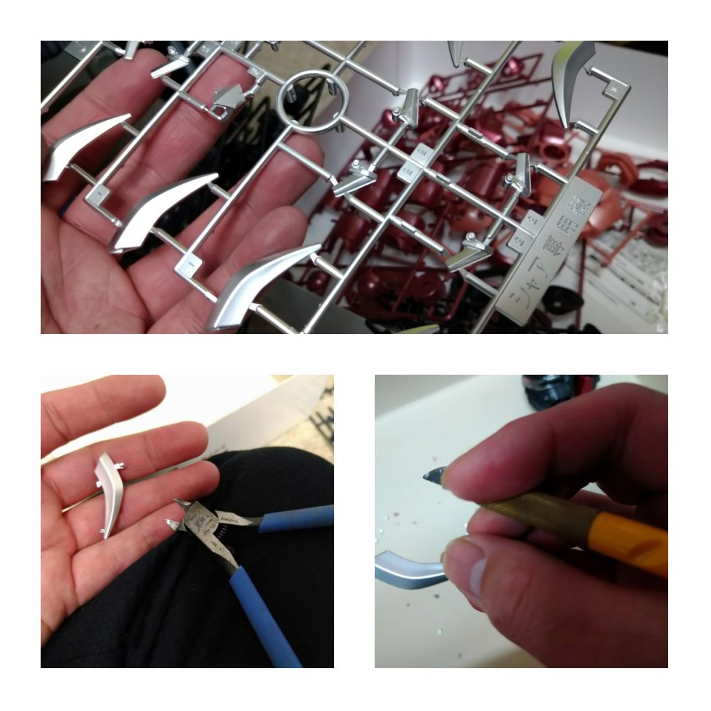 慎重に切り離しデザインナイフで罫書きます。