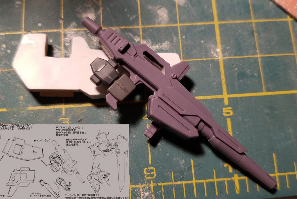 Similar to the VBR rifle on F-91. I recreated the mount on the wing/