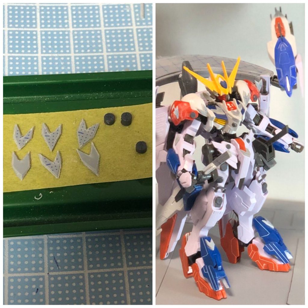 全体のサクラディテールはプラ板で作成!!
去年のサクラユニコーンはフェネクスの尾を見立てて着くましたが今回は身体全体に合わせて作成(≧▽≦)ゞ