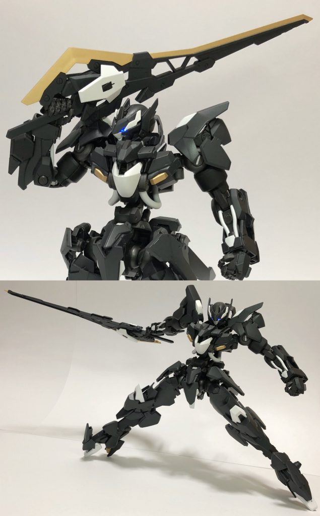 〈高周波ブレード〉 高周波を発生させる小型ジェネレーターを内蔵した片刃の大剣。その質量と高周波により高い切断能力を誇る。
〈武装 3〉