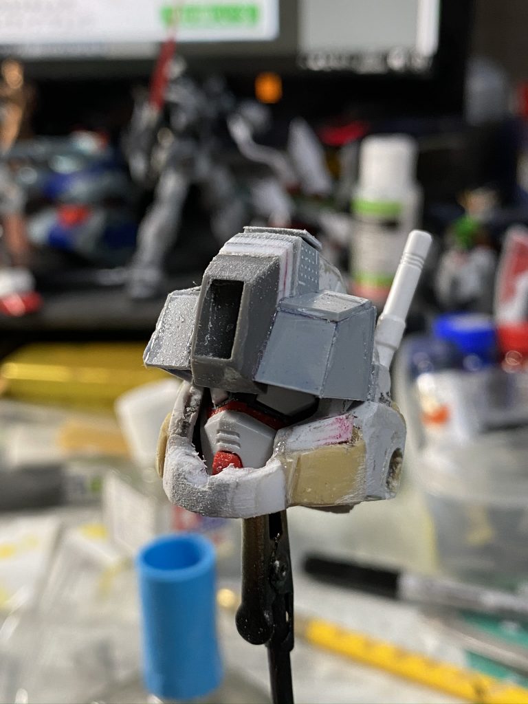 1番苦労した頭。
頭さえ作れれば、あとは陸ガンをほぼそのまま使えるので、お手軽？？
…な、改造かもしれないです。