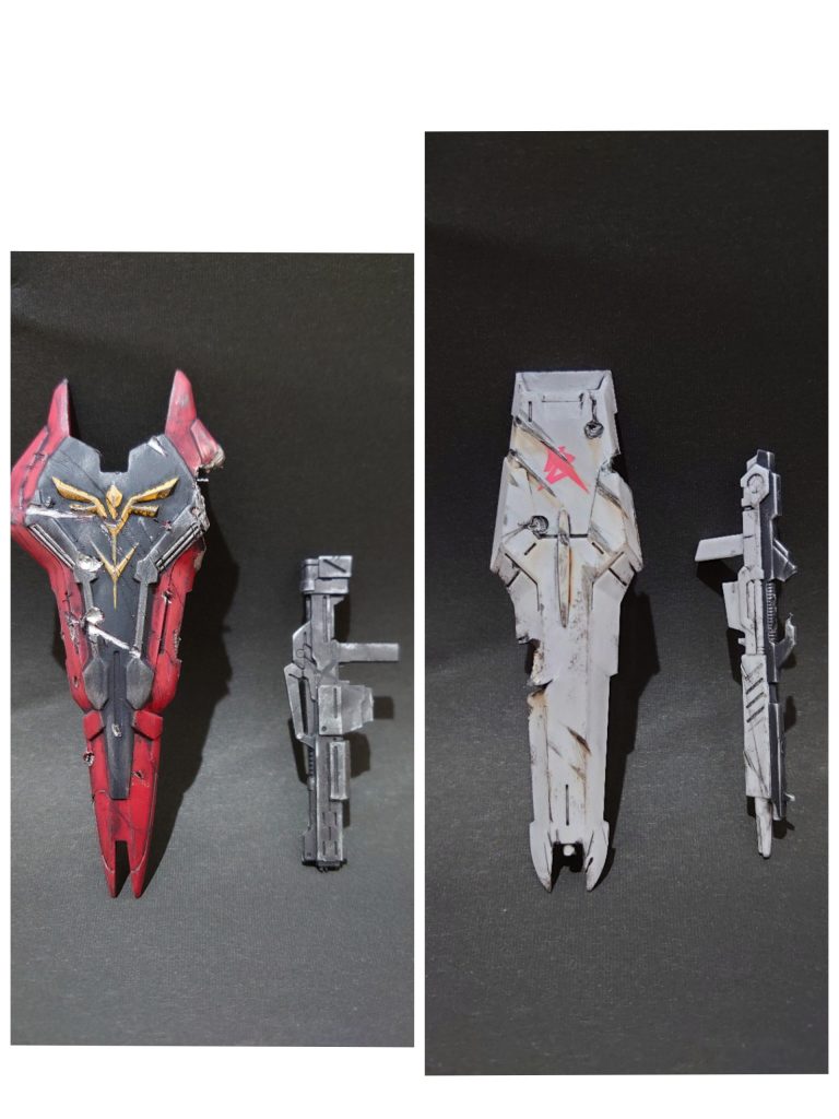 ２機とも高機動の機体ですが、ジオラマに上手く針金が付かず涙(╯︵╰,)
陸戦型のシチュエーションになってしまいました!

よく動くgフレームのおかげて、なんとかポージングできました!