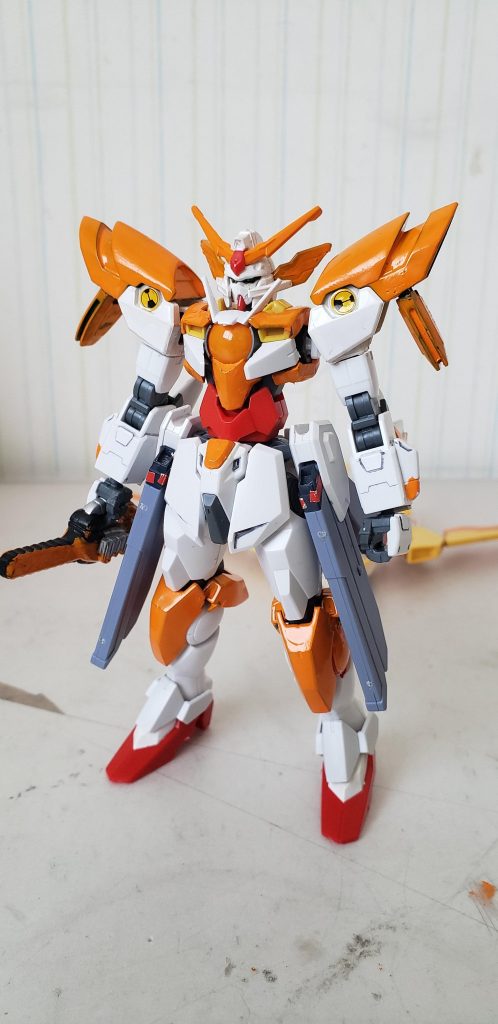 機体内にバーニングソウル【燃え盛る魂】を宿しているため、無限の熱量を備えているため、オーバーヒートすることがなく、機体も過度の熱量の損傷も受けない。
近接武装は変わらずサンカッターとサンシャインキャリバーだが、バーニングソウルにより、使用することがない場合以外はずっと放熱状態である。
遠距離武装であったレールランチャーはバーニングランチャーと名前を変え、熱エネルギーを弾にして放つ。チャージすればその分だけ攻撃範囲、射程距離が拡大する