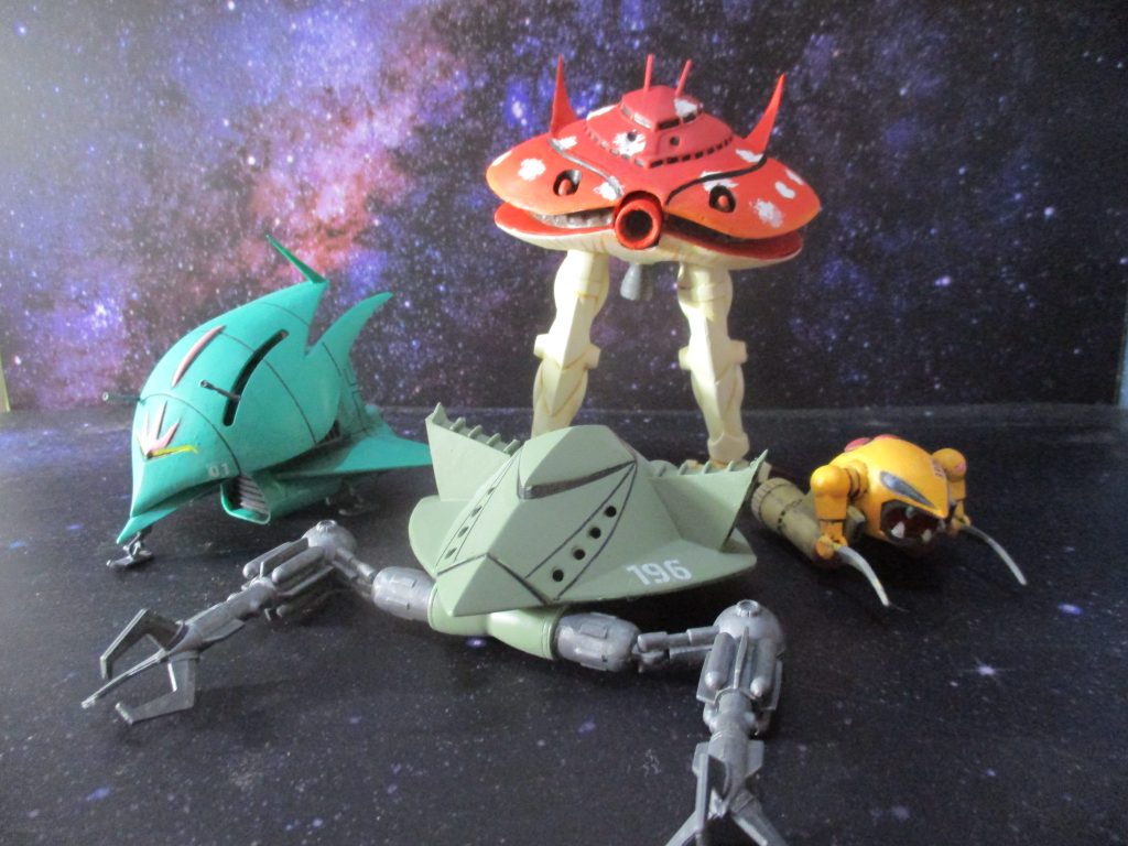 1/550のモビルアーマー四種集合で。ザクレロちっちゃ！