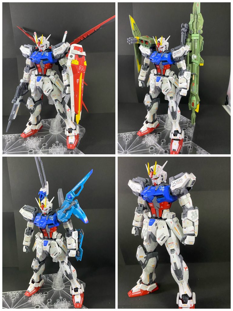 ## 各種ストライカー
もちろん換装できます。
結構違和感無く無印とRMを合わせられた気がします。
ランチャーは軸のアタッチメントが硬くてあまり換装したくないですが…