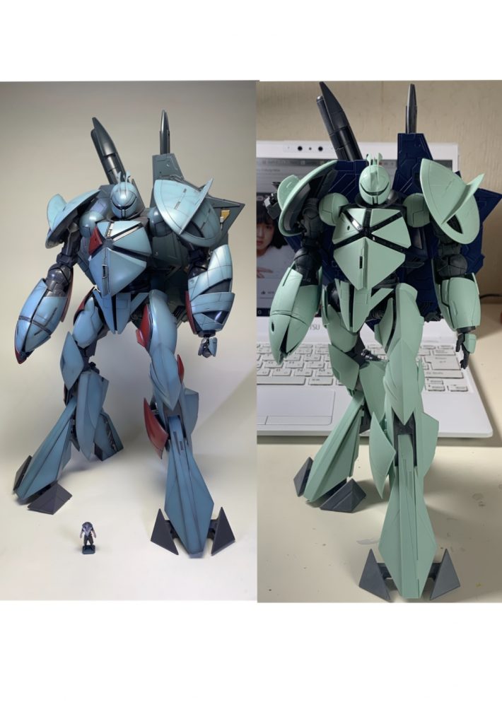 比較です。ギム・ギンガナムも頑張って塗りました。