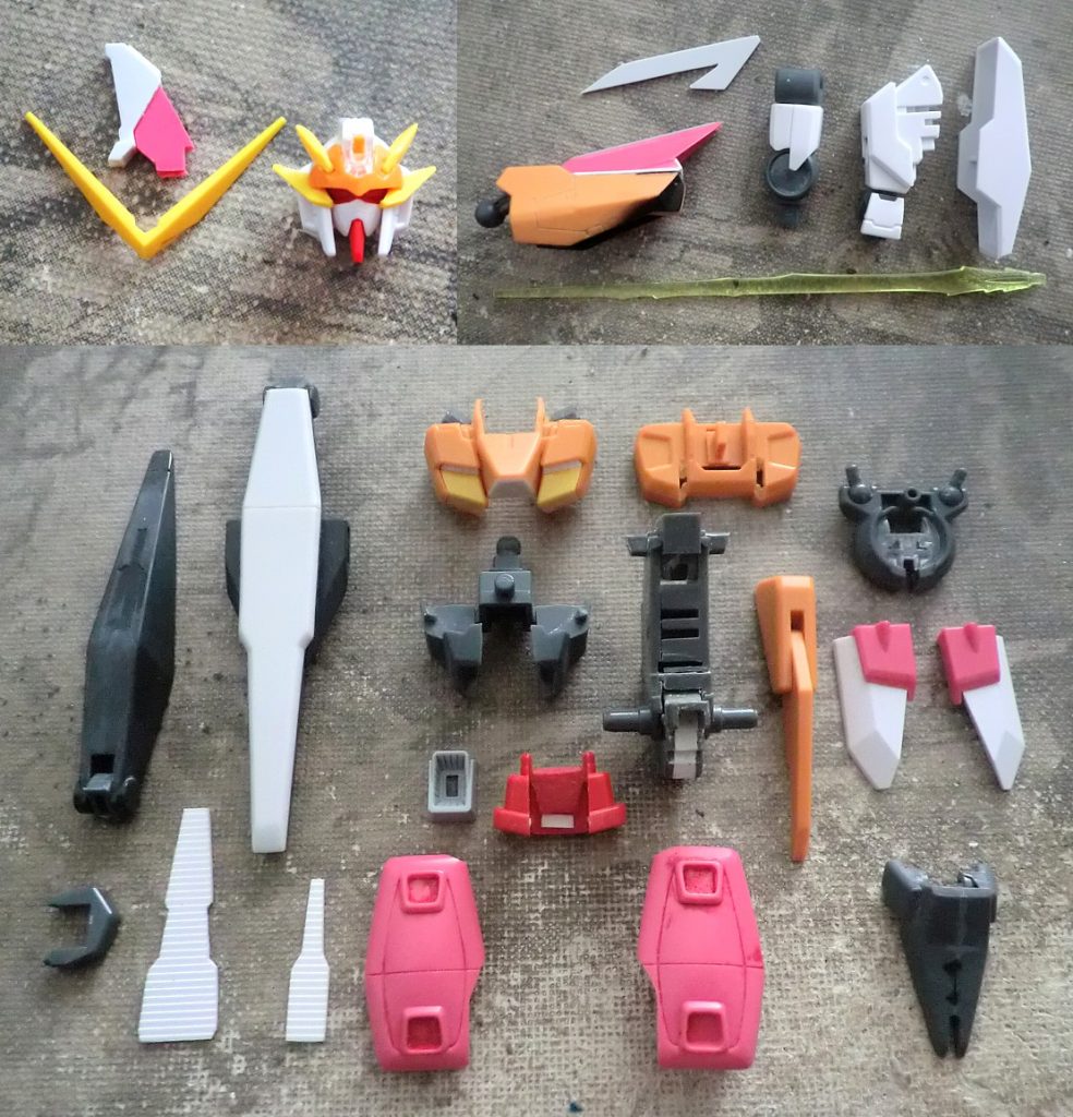 V字アンテナは１００ジャスティス　手足サーベルはHGシナンジュ