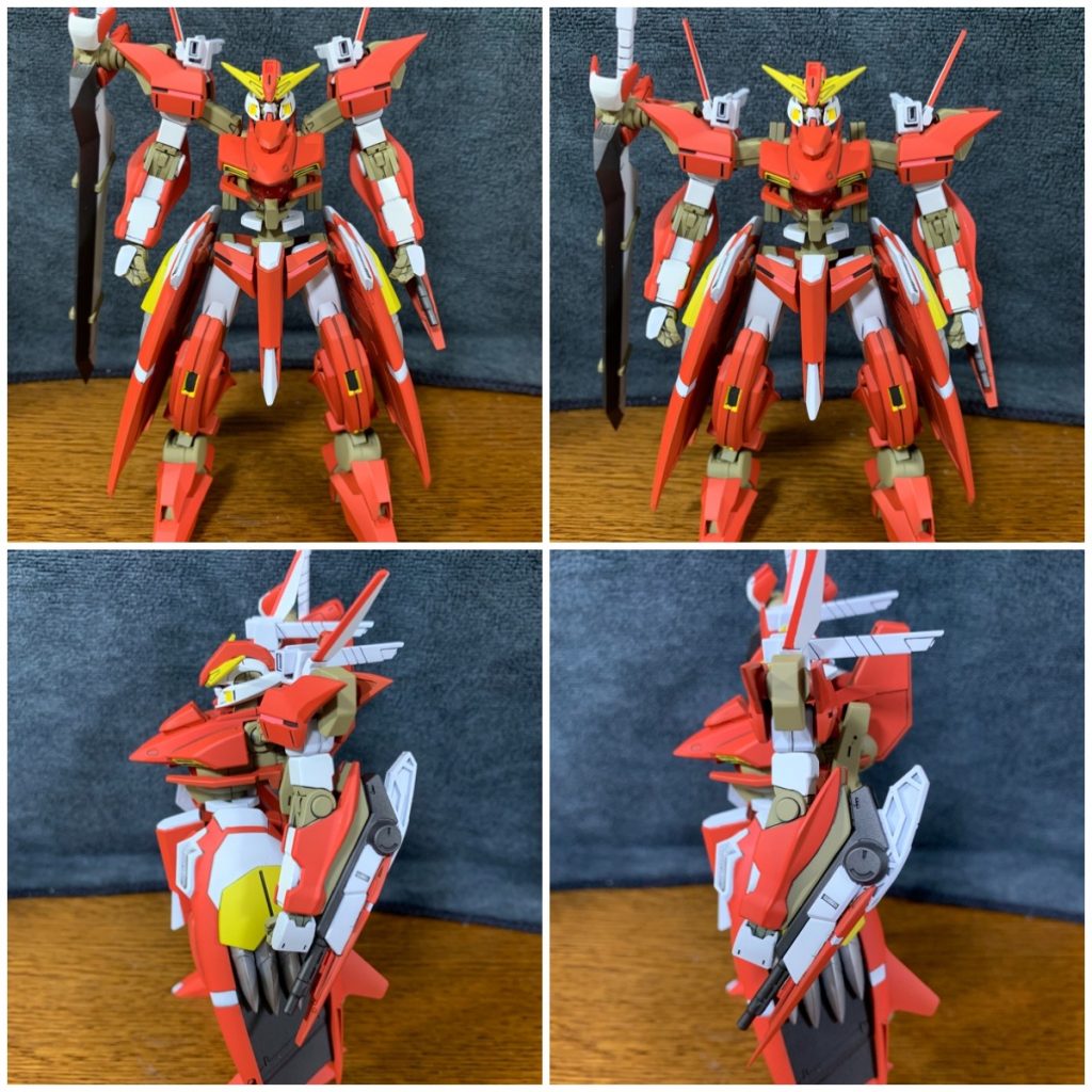 肩は上下や斜め後ろに大きく可動します。
逆に胸部装甲の形状から、前にはあまり出ない感じです。