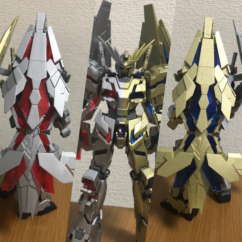 二体目はフェネクスとG-フェネクスを半々で塗装した機体。W-フェネクスとでも名付けましょうか!