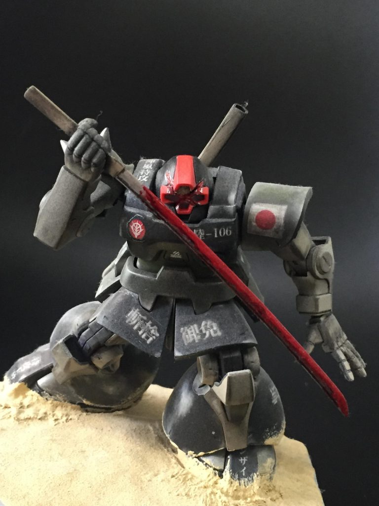 イメージは勝新の座頭市、ワンピースのイッショウの無骨な感じとドムのスタイルを重ねてみました。