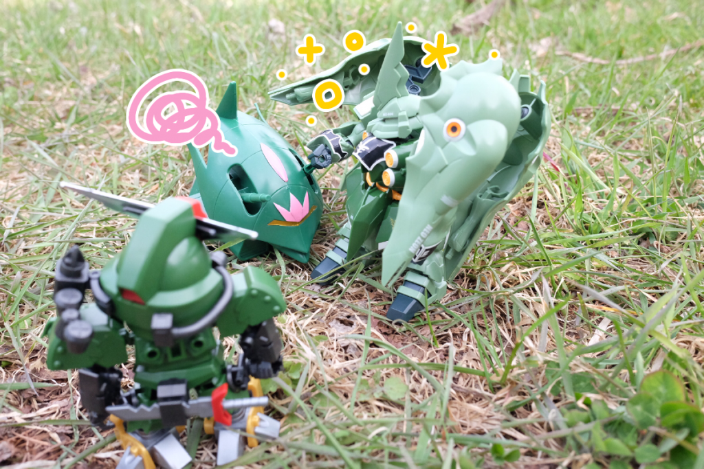 クシャ:いやー、うっかり寝落ちしてるところを助けてくれてありがとう
あの子:恩を感じているなら、*わたしの粒子砲を杖代わりにしないでくれるかしら*