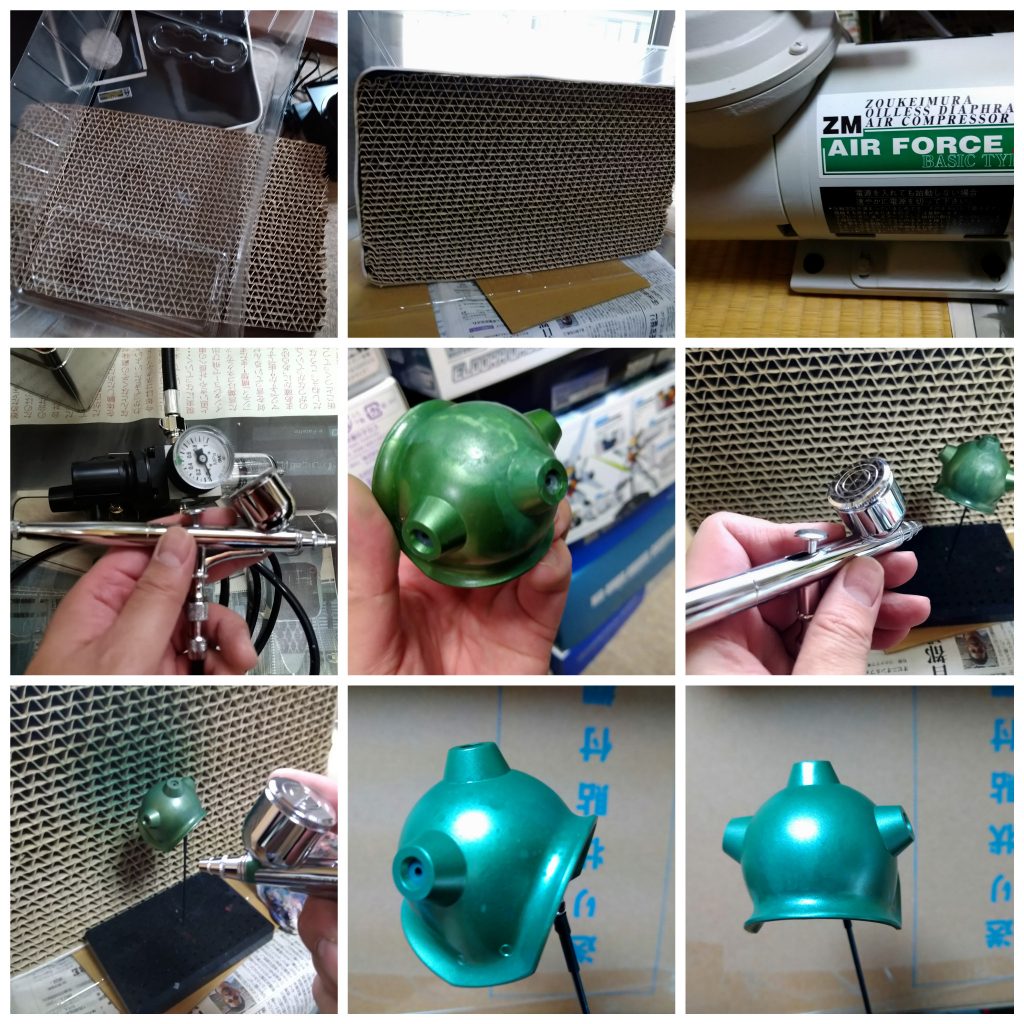 肩アーマーはエアブラシ塗装