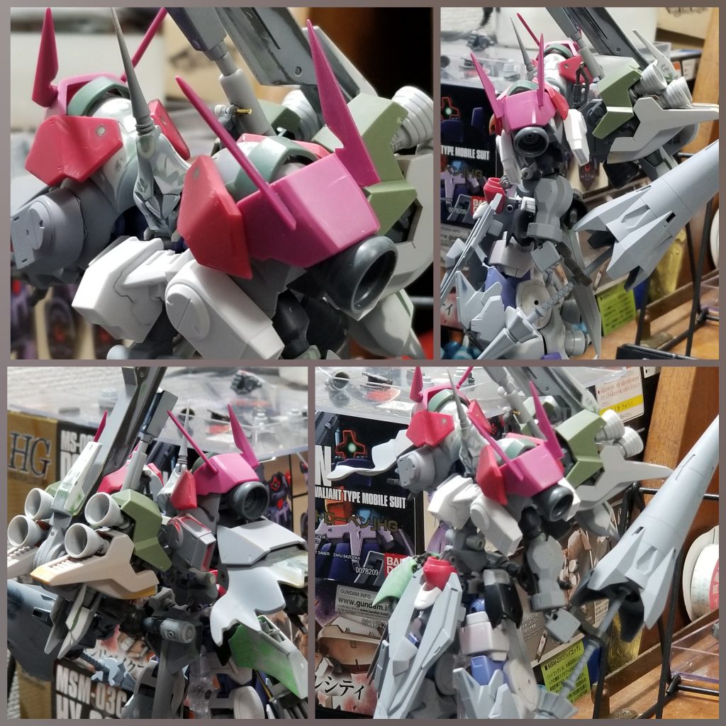 試行錯誤している状態です。ボツにしたパーツもまだくっついてますね。この子ですが、もともとは鉄血世界でのギャンをイメージして作り始めていたものです。作っていた中で、GUNSTAさん並びにTwitterで仲良くして頂いているta-zuさんからお声掛けを頂き、せっかくのコンテストなので同じ世界観の中で一緒に作品をアップしようということで仕上げていきました。お互いにコンセプトは鉄血ギャン、鉄血ケンプファーだったのでガンダムフレームの上からそれぞれのイメージした機体を着せ、GBNの世界を飛び回ってもらう僚機の設定に。初めての試みでしたが、お互いにアイデアを出しあいながら楽しく進められました。誘ってくれたta-zuさん、ありがとうございました！また設定に際し、管理人さんにもGUNSTAの名前を使用させて頂くこと、快諾頂きました。管理人さん、ありがとうございました！Stay homeが叫ばれる今の世の中ですが、オンラインの世界で新しい発見、楽しい経験が出来たと思います。長文失礼しました。最後まで見て頂きましてありがとうございました！