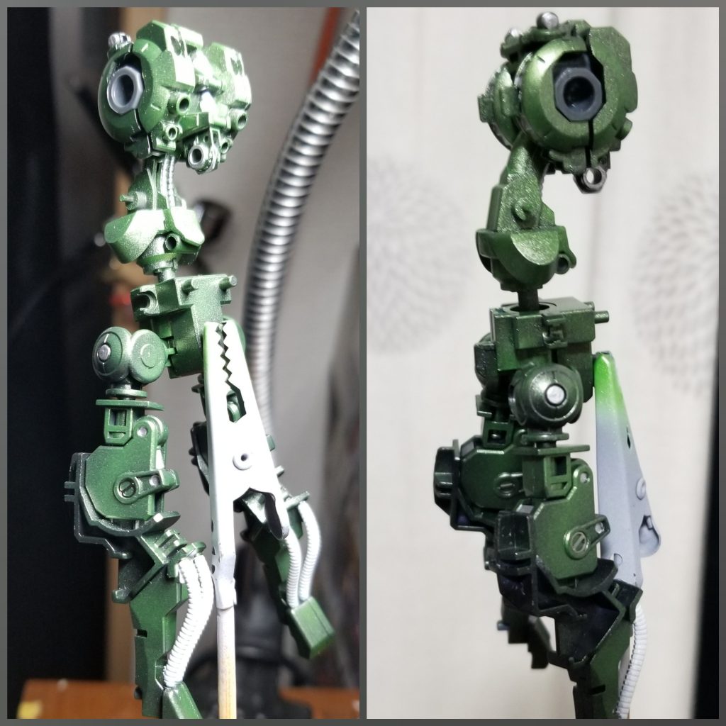 ガンダムフレーム部分。ゴチャメカとプラパイプの配置はこんな感じです。膝関節部分にハイキューパーツさんのジーレップを貼っていますが、これは全く見えなくなってしまいました。