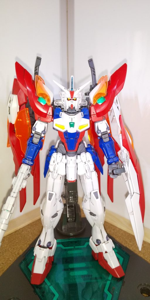 フロントショットを1枚
ジェミナス01にLOブースターの様な簡単な変形を加えたかったので使用しやすいウイングゼロ系統のパーツを使用
今回はビルドファイターズシリーズのウイングゼロ炎と簡単なミキシングです
自分のイメージする機体設定は、
G-UNITシリーズの開発者 Dr.ペルゲが設計した武装パーツをジェミナスに装備した機体
設計段階の為、本体外装の変更はテストを重ねて変更かけている途中と言う設定になります
機体名は、ガンダムエースで漫画連載中の『オペレーション・ガリアレスト』の機体が双子座の星の名前が由来だったので、それになぞらえて、
ガンマ1『アルフィナ』(由来の星の名前はアルヘナ)
そして試作段階のためプロトタイプの意味を込め、末尾にPを付けて試作型としております
興味ある方の参考までに
漫画G-UNITのジェミナス3号機と4号機の名前の由来を調べてみたら
ジェミナス3号機:アルファ1
機体名『カスター』
(由来の星の名前はカストル)
ジェミナス4号機:ベータ1
機体名『ポリュクス』
(由来の星の名前はポルックス)
らしいです