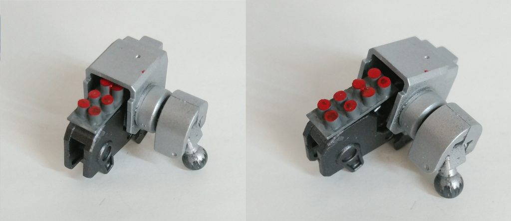 ミサイルポッドはカバーをずらして内部を前にせり出す感じに。
公式にもあるなら多分カバーのジグザグから割れて発射しそう。