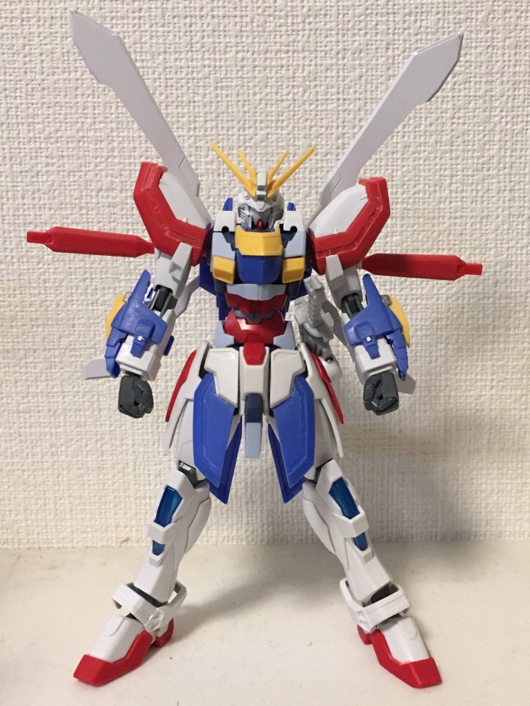 ＜制作プロセス＞
ミキシング中毒の私。
今回は、様々なパーツで理想の体型に近づける方式のミキシングです。
主に、顔・腕・スカート・コアランダーはゴッド。
上半身は、ゴッドとディナイアルを組み合わせ。
フロントスカートの一部と脚部はビルドバーニング。
肩とフロントスカートの太いラインは、もともとのものから削って幅を広げています。

これを塗装すると…