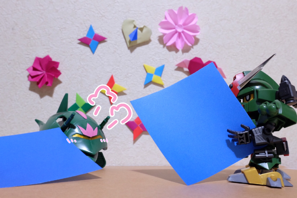 あの子:ちょうどいいわ、あなたが好きそうな折り紙を教えてあげる。はい、折り紙を持って
コマンド:え、あ、じゃあ教えてもらおうかな…(どこから出てきたんだ、この紙は……)