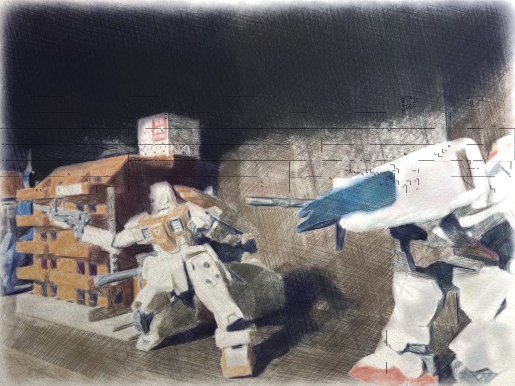 市街地戦の連邦陸軍MS小隊–2枚目/制作者：96模型店@店長ぐらむ