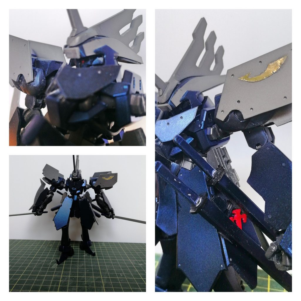 わかりづらいけど顔も作りました。ナイトマスターの紋章はケーキの上に乗っかってた飾りを切り取って使いました。隠しミラージュマークもおまけに