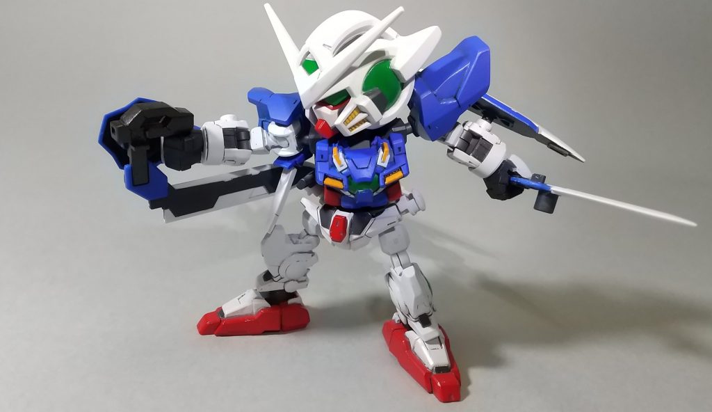 ビームライフルはプラ板で幅増ししました。
CSフレームはMSホワイトとファントムグレーで塗り分けています。
CSフレームはエクシアによく似合うと思います。