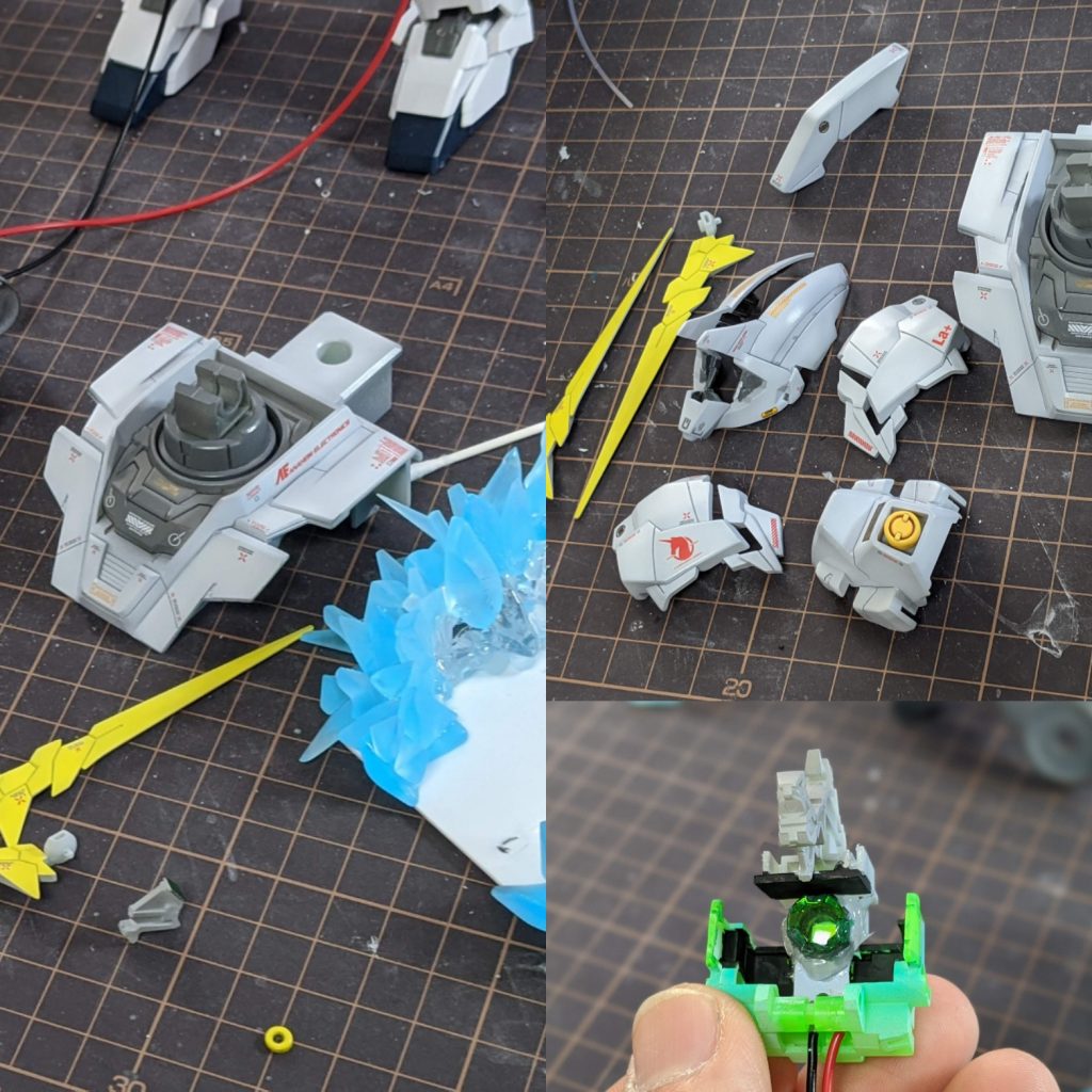 トップコート前です。
メンテナンスの事もあるので、結晶体部と本体部は外せるようにしてあります。