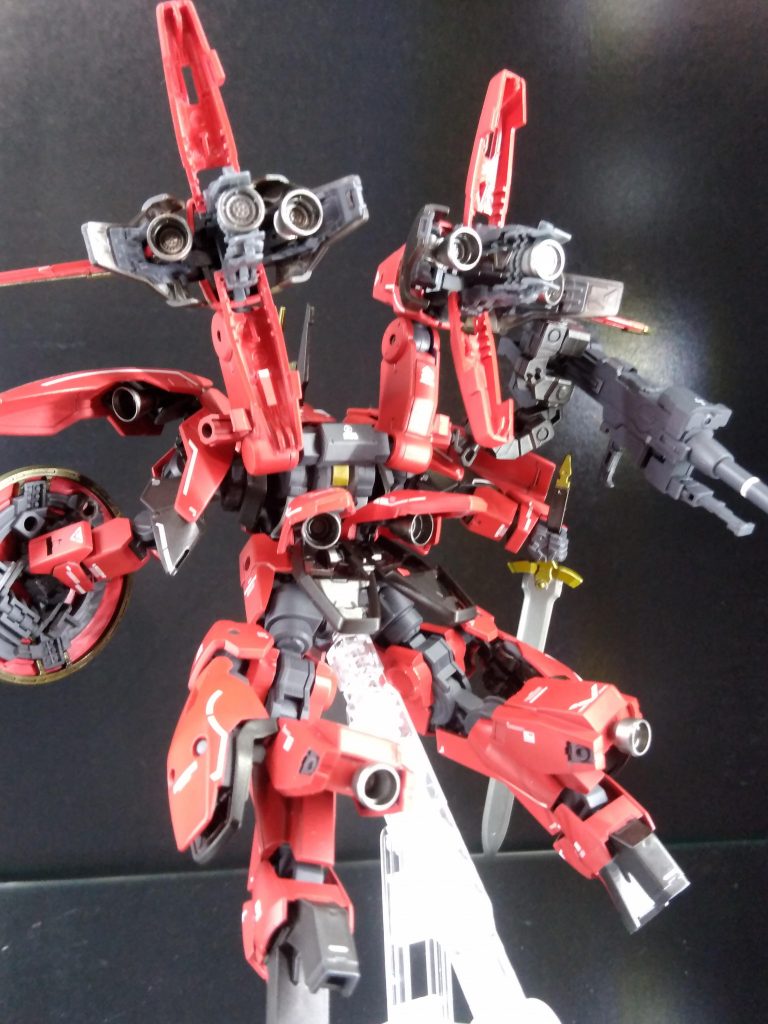 バーニア展開
ロマンを求めてRGトールギスのスーパーバーニアとシュヴァルベグレイズでミキシングしました。

速すぎて中に入る人間が耐えきれず乗れないだとか。