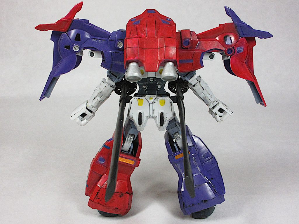 [Back]
膝関節部ポリパーツをプラ板で全体的に覆い、
肘同様パイピング。
大腿部のみ段落ちモールド化、
それ以外は接着のち合わせ目消し。
全てアクリジョンで筆塗り部分塗装、
キット付属マーキングシール及び別途デカール貼り
スミ入れウェザリングのち、つや消しで仕上げました。