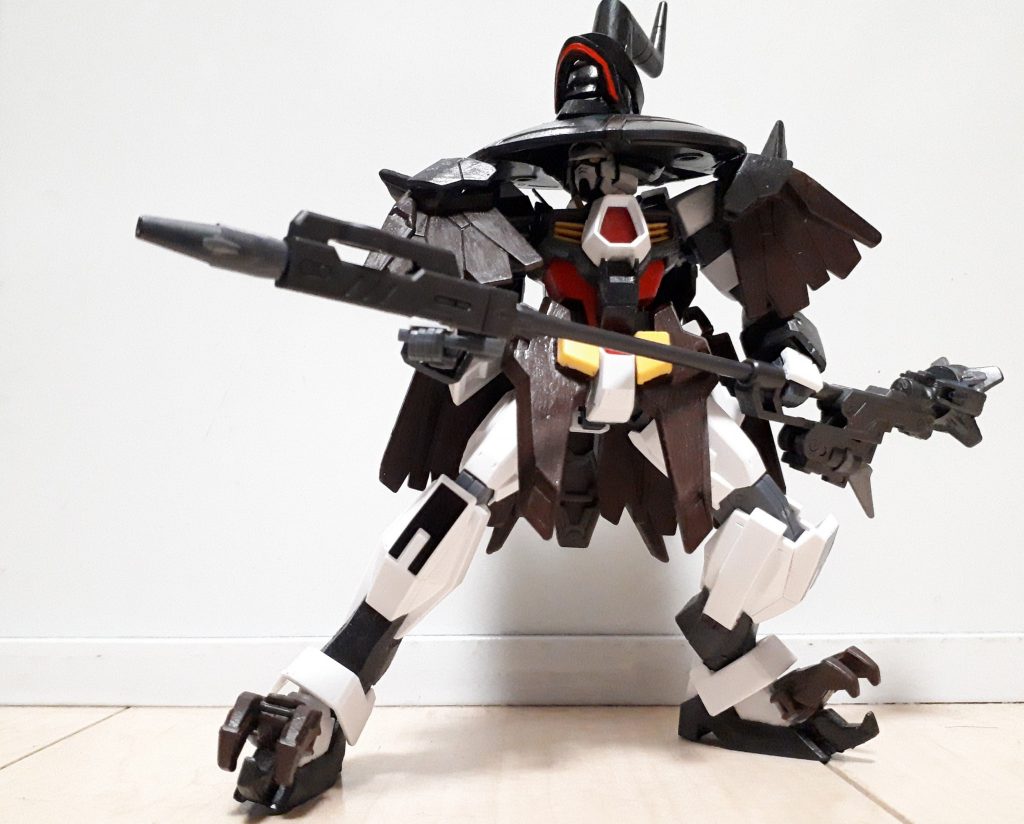 グリップを展開してロングキャノンとしての運用も可能な設定です
ジムストライカーに付属していたツインビームスピアを丸々改造しました