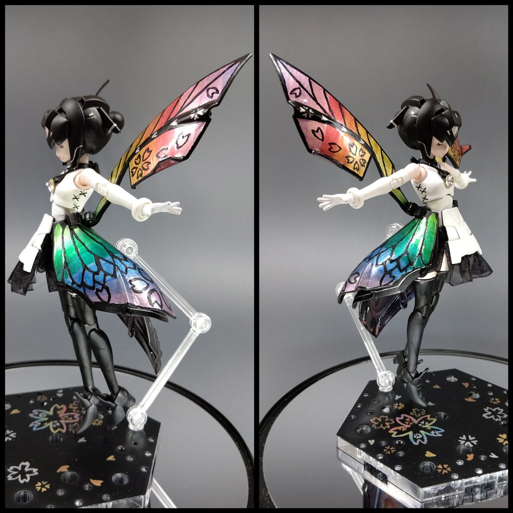 このポーズに
顔を下向きに目を伏せることで、
ちょっとした妖艶さを醸し出してみたり(* ̄ー ̄)
いい艶♪
グラデーションも深みがあり、我ながら上手く塗れてる!!
遠目で見れば、筆塗りって言わなければエアブラシ塗装って騙せそう(笑)