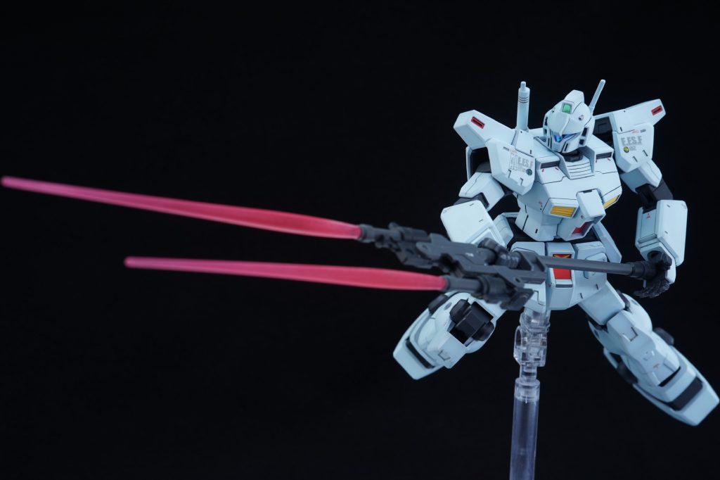 ## ビームスピア
ついでにビームスピアも持たせてみました。
一年戦争時に普通に流通してたので持たせても大丈夫でしょう。
ウチのジムカスはこうなんですよ~♪でゴリ押せるのも魅力です。
特殊格闘1的な感じで。