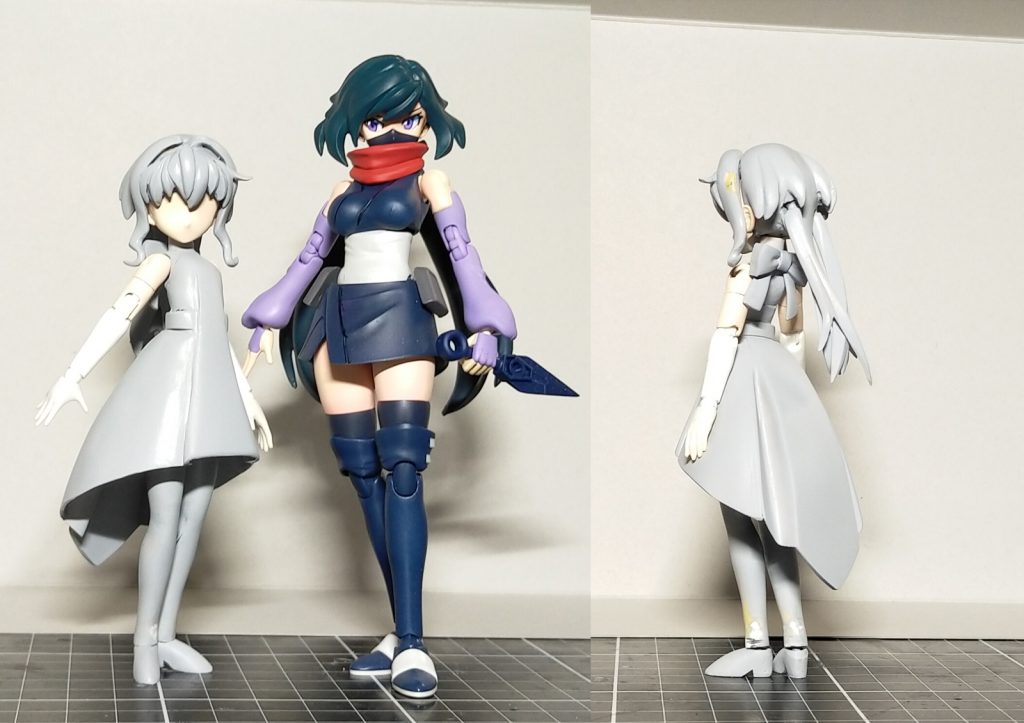 世界的な自粛期間に入ったおかげで仕事が休みになってしまったのもあり
サクサクと制作は進みました。顔が絶望的に似てなかったので新しいアヤメさんの顔をもらい作り直し。以前アップしたアヤメさんの表情が2種類しかないのは
サラちゃんに使ってしまったためです
背部のリボンなどはぷちりっつのモノを少し小型化して使いまわせたのが
時短にもなりましたし造形もキレイだしで大きかったと思います
時間もあったので後頭部と後ろ髪を作り直しています