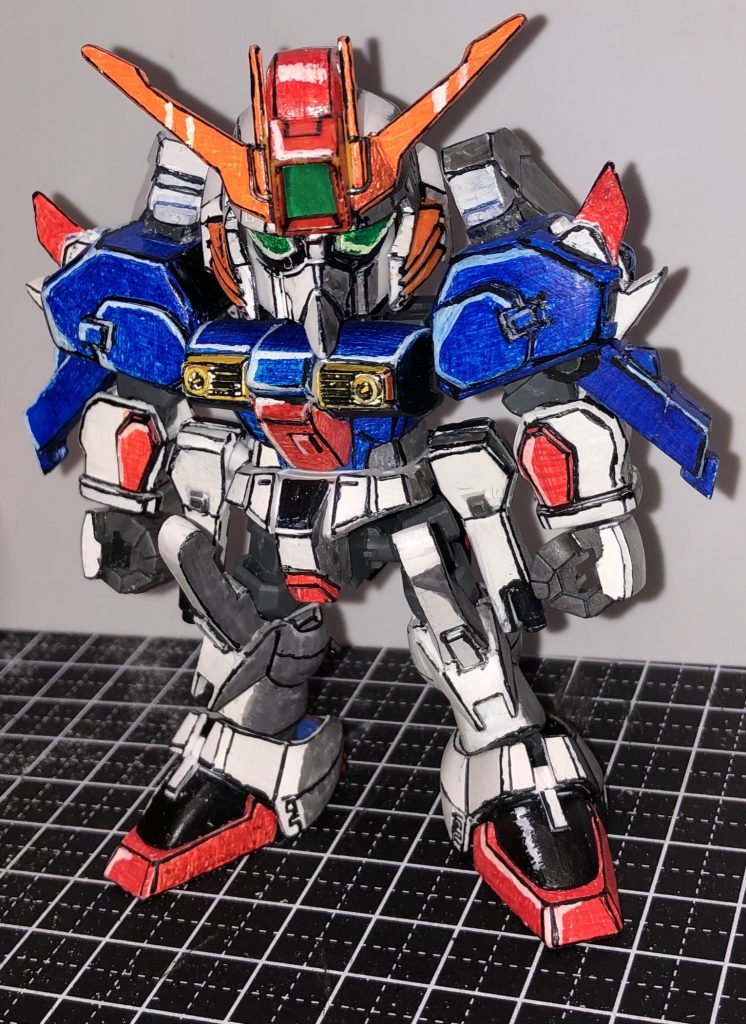 腰のビームカノンはストフリのサイドアーマーのジョイント部分を残して、プラ板を貼り合わせて整形。
肩全体の形と、スタビライザーの調整が中々うまくいかず