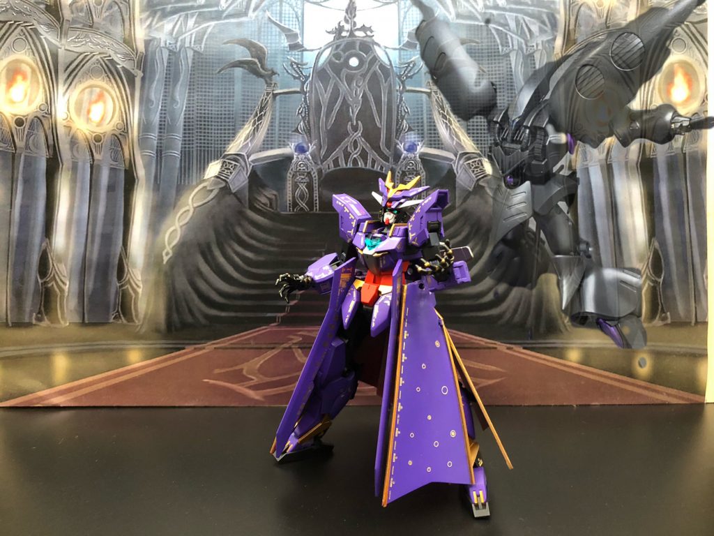 その時、魔王の背後から近寄るモノがあった。全身が闇に包まれた邪悪な影、キュベレイである。
「魔王よ、そのような身振りでは誰も従わないであろう…。私と融合するのだ。さすれば今以上の力を手にする事ができるだろう」
魔王の返事を待つ前にキュベレイは魔王の身体に乗り移った!
「何奴!ぬっ、ぐっ、ぐぁあああ〜〜」