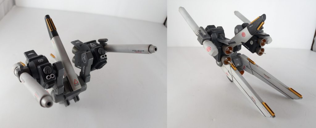 強化型バックパックです。ビームカノンと4門のバルカンが追加されています。今回も殆ど筆塗りで進めましたが、バックパックは自分的にすごく良く出来た気がします。少しずつ上達してるかも!?