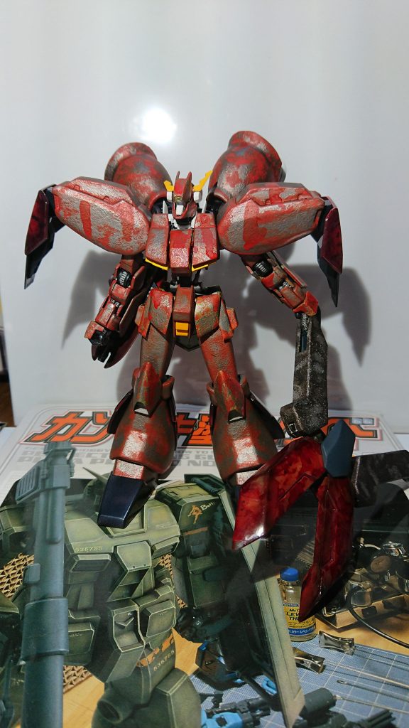 グシオンリベイクフルシティーと
ガルバディリベイクのミキシングです
血にまみれた機体
グシガルリベイクフルと命名