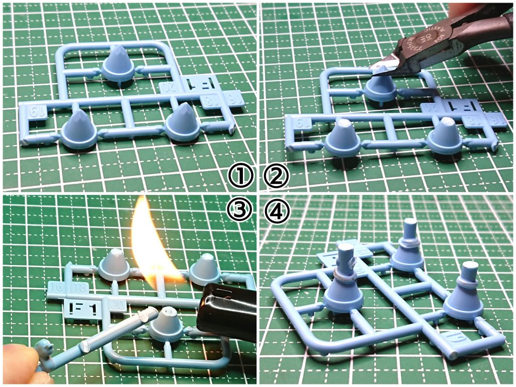 スパイクのシャープ化にランナーを溶着して整形
