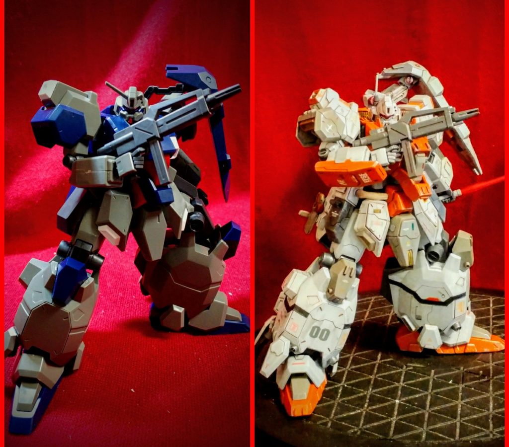 素組と完成後の比較です。
そうそう、
サイドアーマーは、キットだとバーフレームに被せる仕様でしたが、ボールジョイントに変更し、バーフレームも動力パイプと解釈して、メッシュホースに置き換えてあります。
武器を持たせないで飾るときに拳におもちゃ的な空間(穴)があるのが気に入らないので、好きなハンドパーツが見つかったら今後差し替えられるようにしたいと思ってますが、ひとまずは完成です。