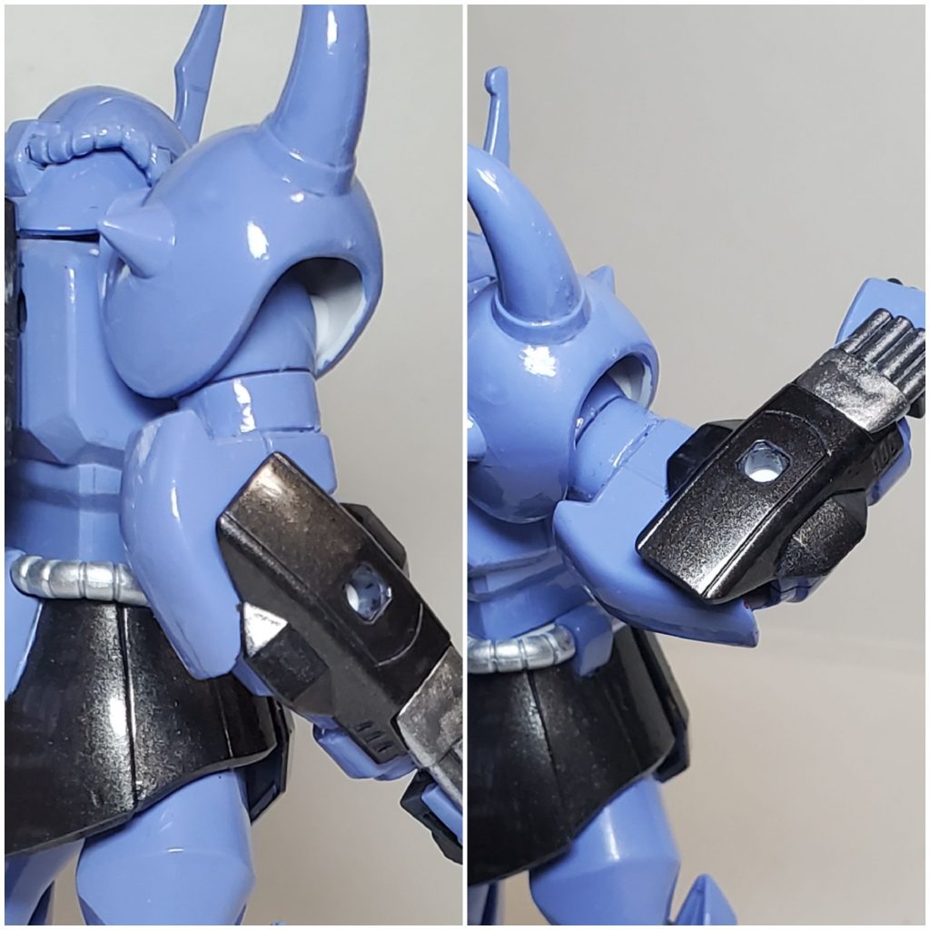 改造ポイント1
肘アーマの増設
肘を曲げた時にボリュームが欲しかったので、ジンクスから移植しました。