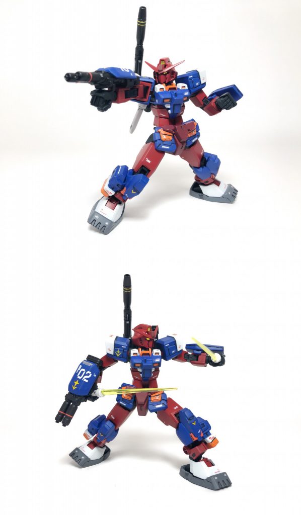 ビームライフル、
2連装ビームガン、
ショルダーキャノン、
と武装追加により火力と戦闘継続力がアップ！
コアガンダム従来の装備であるビームサーベルもそのまま使用可能。