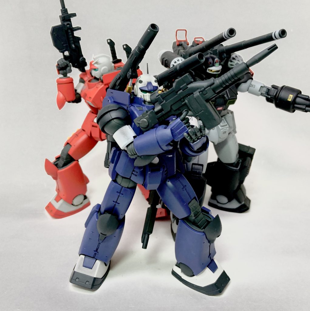 ガンキャノン小隊。赤鬼、青鬼、黒鬼をイメージしました。つえーぞコイツら。以前あげたザク三悪人のライバル的存在です。