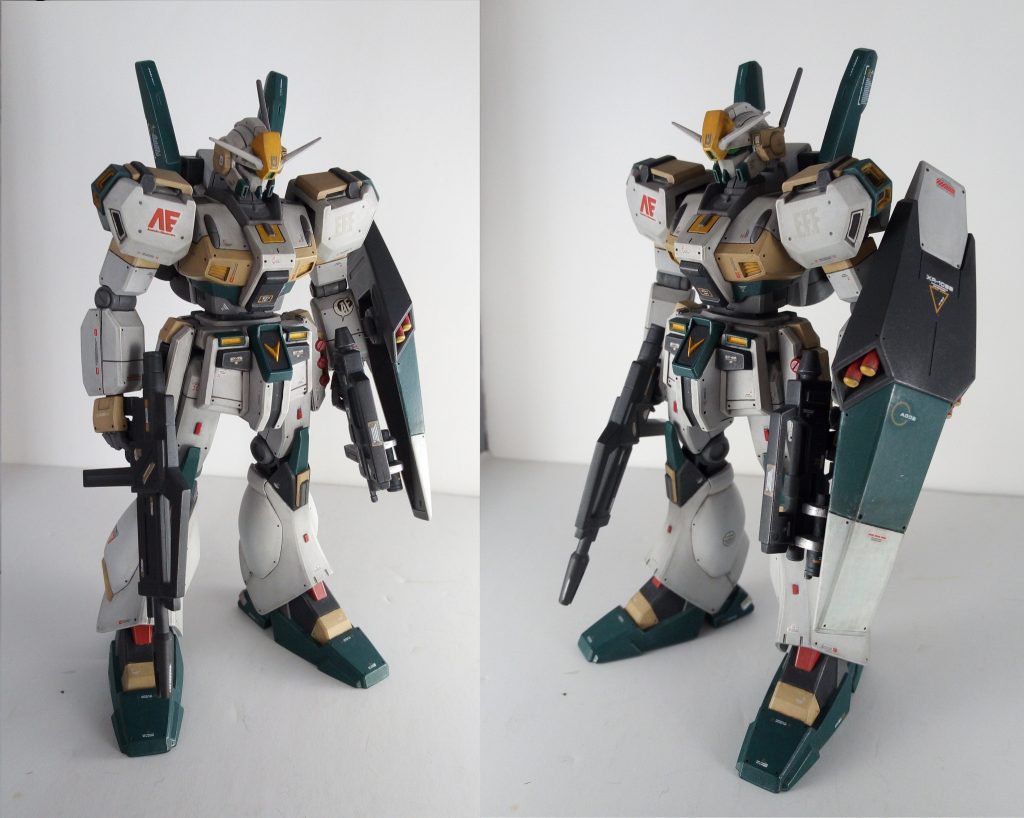 素のジェガンダムです。頭部にバルカンポッドオプションを追加しました。以前のジェガンダムはエコーズ機をベースにしていたので頭部バルカンポッドがない状態でした。やっぱりバルカンは欲しいですよね!