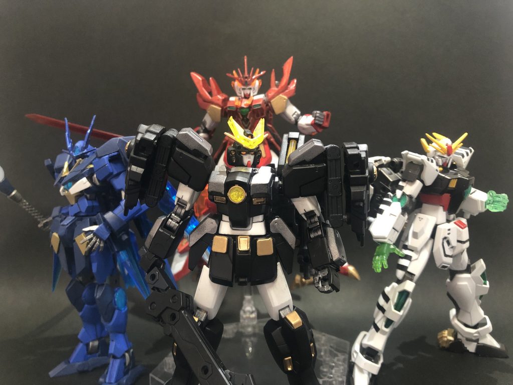 おまけ、四神勢揃い
コレがね、やりたかったんですよ、コレがね。
長かったなぁここまでが…。
武闘家、魔法使い、勇者、そしてバトルマスター。
…誰が回復するんだこのパーティー笑