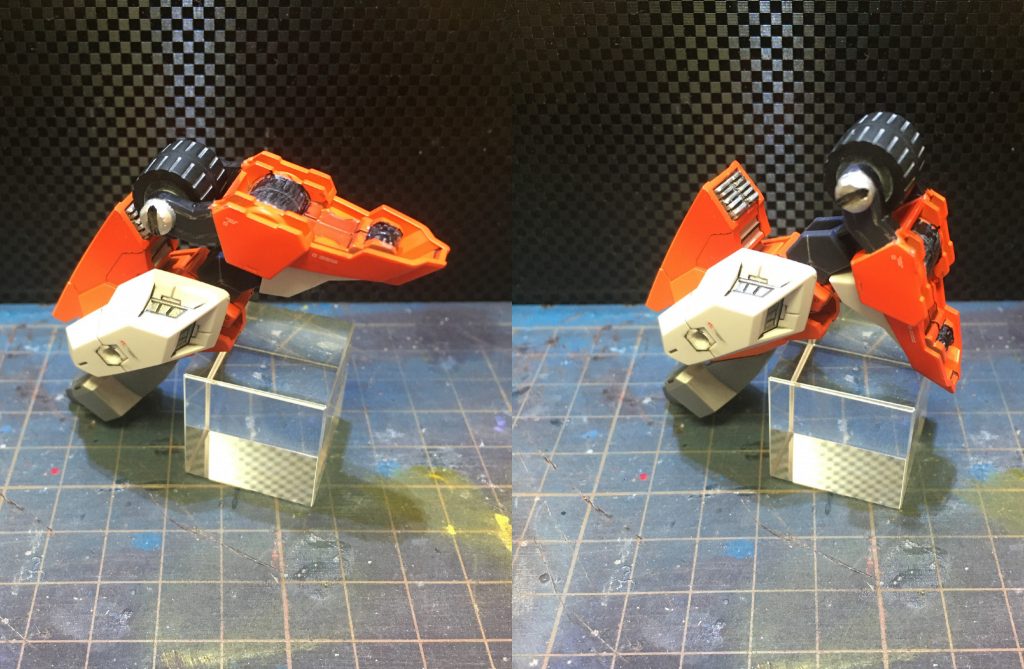 今回のしいたけポイント
サタニクスは脚部にローラーがついているため、既存の状態では足首の可動域が狭くなってしまいます。そのため足の前面と後ろ面を短くしてあります。
後ろは短くすると空洞ができてしまうのでそこにしいたけを埋め込むようなかたちになります
いかがだったでしょうか、ご覧いただきありがとうございました!